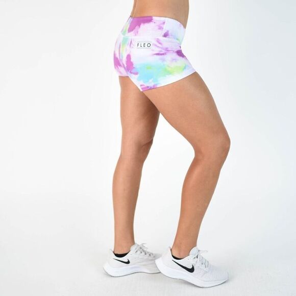 FLEO Vibrant Heat Shorts (Original) NWT size small white purple - Picture 8 of 9